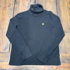 Polo Ralph Lauren Black Long Sleeve Turtleneck Top RL Logo Women size small